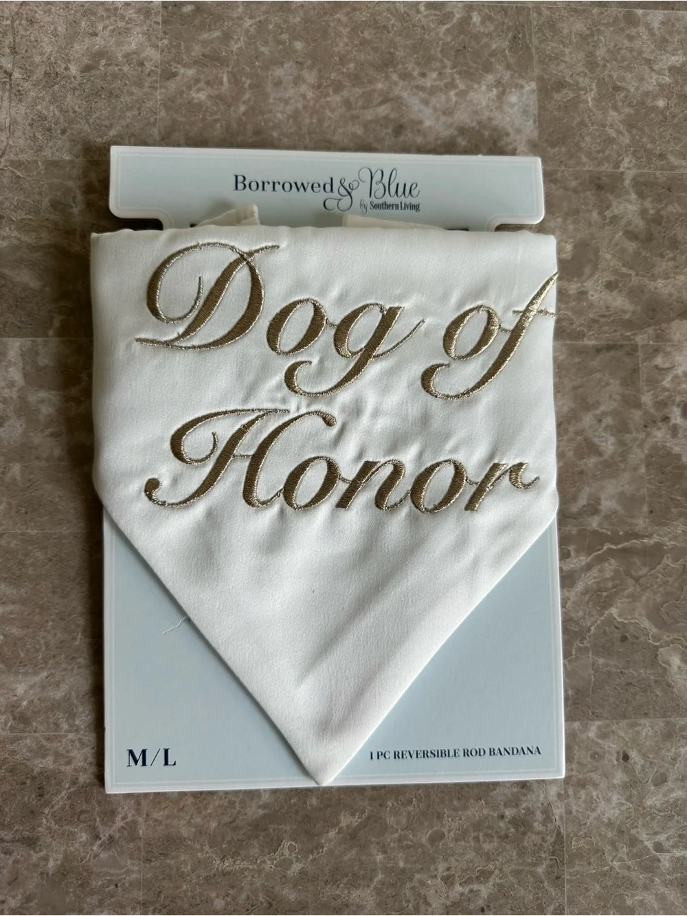 Dog of Honor Reversible Bandana - White with Gold Script